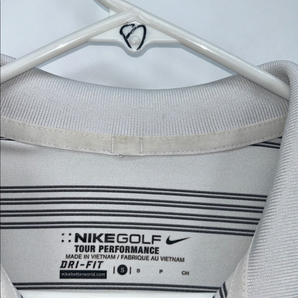 Nike Golf Dri-Fit Striped Polo Shirt White Black Cabot Logo Men’s Small - Picture 5 of 11